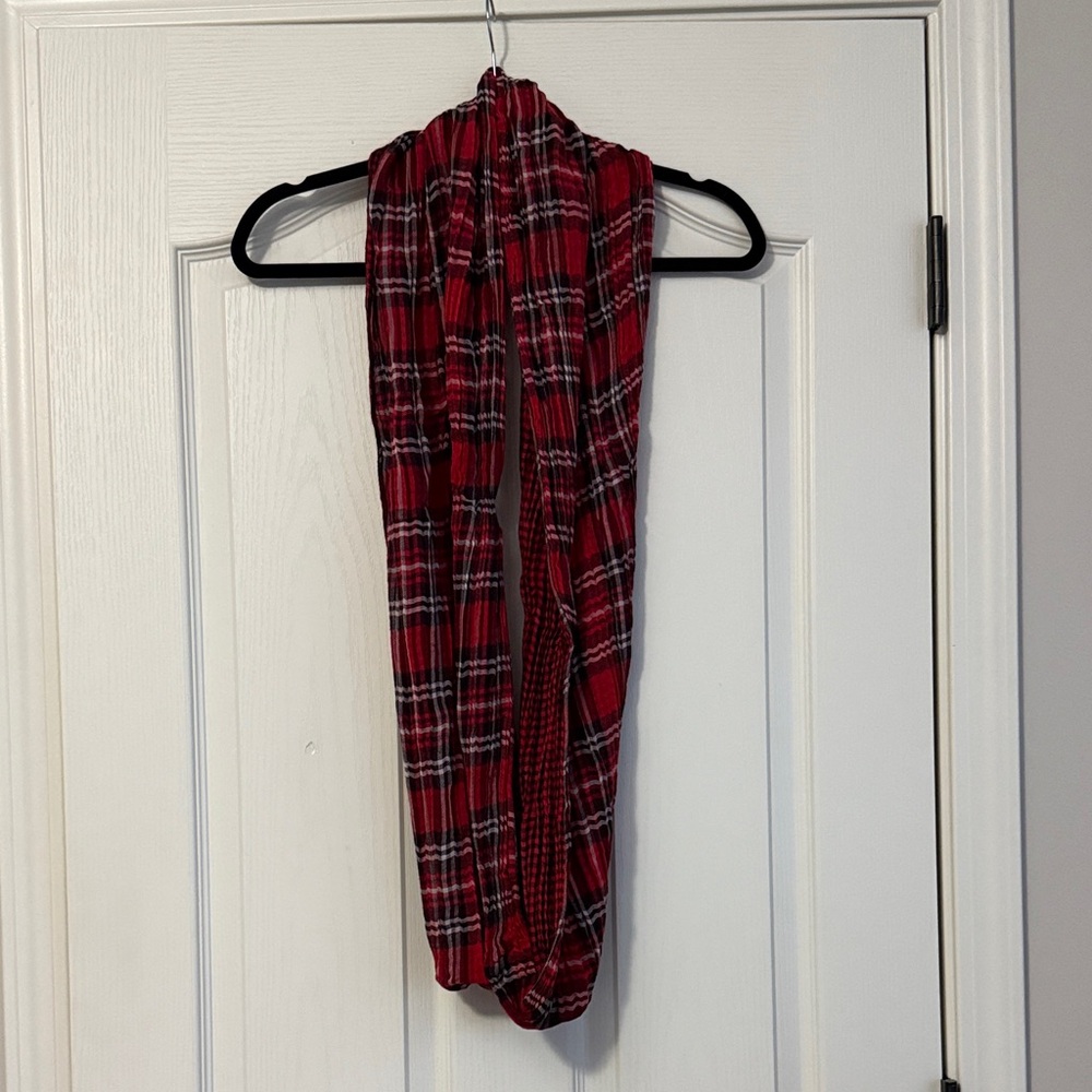J. Jill Red/Black Plaid Infinity Scarf